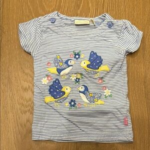 Jojo mama Bebe Blue Striped Bird T-Shirt
